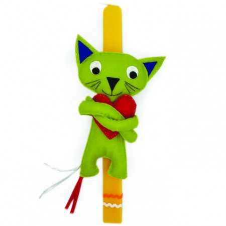 KIDS EASTER CANDLE GREEN CAT