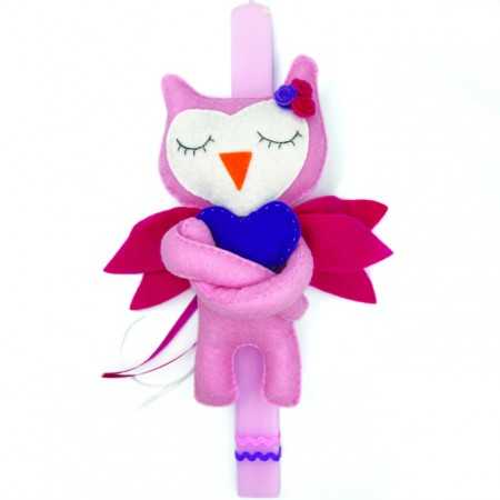 KIDS EASTER CANDLE PINK OWL