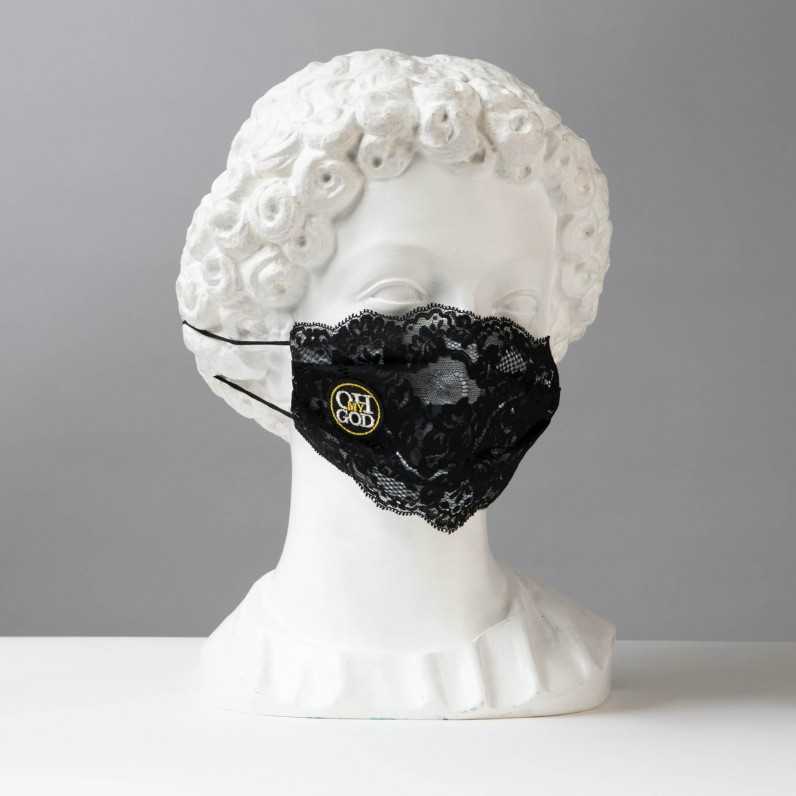 Cotton face mask with dantele D105