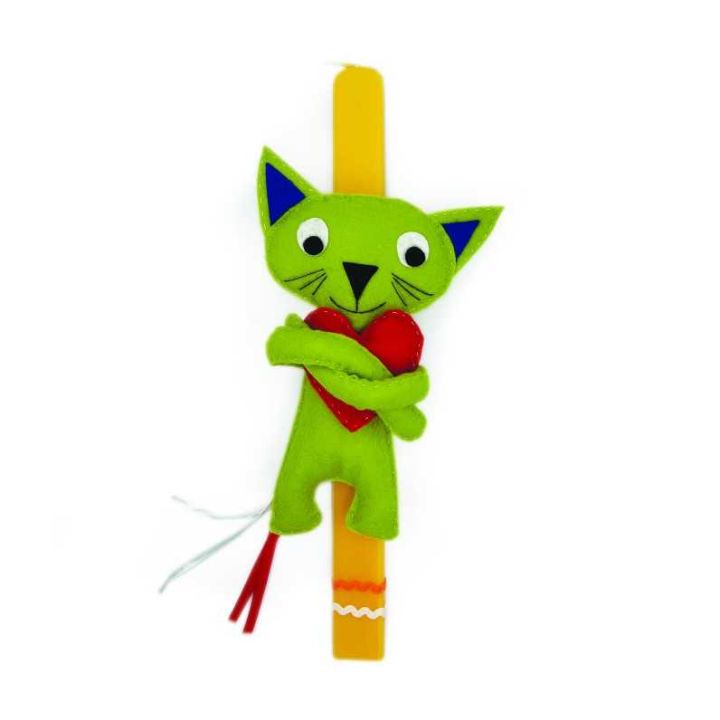 KIDS EASTER CANDLE "GREEN CAT"