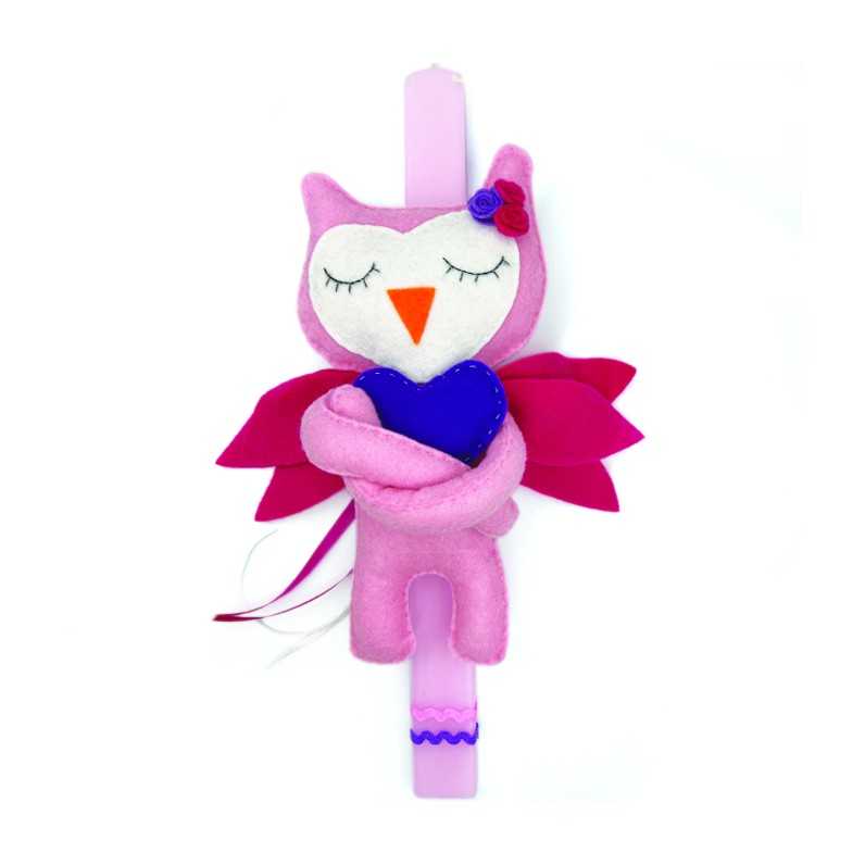 KIDS EASTER CANDLE "PINK OWL"