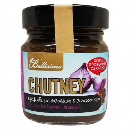 Chutney Κρεμμύδι, Βαλσάμικο, Λιναρόσπορο ΧΩΡΙΣ Ζάχαρη (225gr)